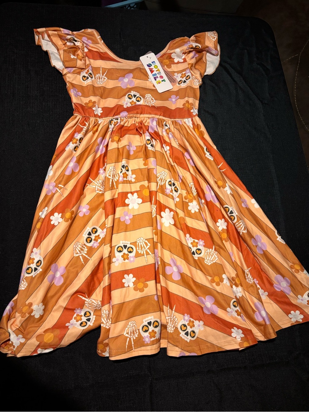 Soft Gallery Orange & Purple Striped Owl Print Dress